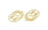 Brass Landscape Charm, 4 Raw Brass Mountain And Tree Patterned Charms With 1 Loop, Findings (36x22x0.60mm) A6307