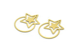 Brass Star Charm, 6 Raw Brass Round Charms With 1 Hole, Charm Pendants (29x21x0.60mm) A6371