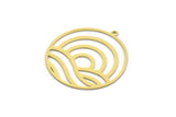 Brass Round Charm, 6 Raw Brass Sun Charms With 1 Loop, Geometric Findings (33x31x0.60mm) A6377