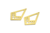 Brass Diamond Charm, 8 Raw Brass Moon Phases Charms With 1 Hole, Findings (37x23x0.60mm) A6380