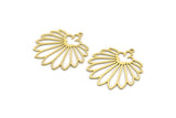 Brass Flower Charm, 4 Raw Brass Flower Charms With 1 Loop, Charm Pendants, Findings (35x33x0.60mm) A6376