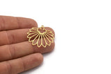 Brass Flower Charm, 4 Raw Brass Flower Charms With 1 Loop, Charm Pendants, Findings (35x33x0.60mm) A6376