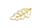 Brass Leaf Charm, 24 Raw Brass Leaf Charms With 1 Loop, Charm Pendants (35x17x0.60mm) A6348