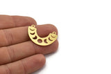 Brass Charm, 8 Raw Brass, Brass Pendants, Moon Phases Charms, U Shaped Charms, Brass Semi Circle Charms With 2 Loops (22x32x0.60mm) A6359