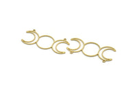 Brass Moon Charm, 12 Raw Brass Crescent Moon Charms With 2 Loops, Necklace Charms, Findings (45x20x0.80mm) A6344