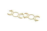 Brass Moon Charm, 12 Raw Brass Crescent Moon Charms With 2 Loops, Necklace Charms, Findings (45x20x0.80mm) A6344