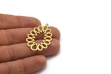 Brass Drop Charm, 4 Raw Brass Drop Shaped Charms With 1 Loop, Findings (41x26x0.60mm) A6356
