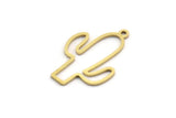 Brass Cactus Charm, 50 Raw Brass Cactus Charms With 1 Loop, Findings (25x17x0.80mm) A6328