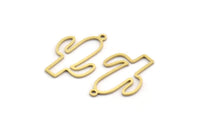Brass Cactus Charm, 50 Raw Brass Cactus Charms With 1 Loop, Findings (25x17x0.80mm) A6328