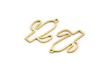 Brass Cactus Charm, 50 Raw Brass Cactus Charms With 1 Loop, Findings (25x17x0.80mm) A6328