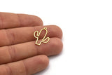 Brass Cactus Charm, 50 Raw Brass Cactus Charms With 1 Loop, Findings (25x17x0.80mm) A6328