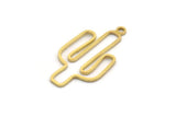 Brass Cactus Charm, 24 Raw Brass Cactus Charms With 1 Loop, Findings (29x15x0.80mm) A6329