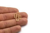 Brass Cactus Charm, 24 Raw Brass Cactus Charms With 1 Loop, Findings (29x15x0.80mm) A6329