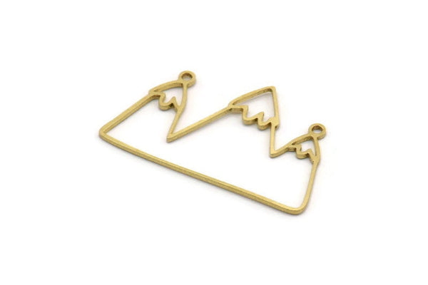 Brass Mountain Charm, 24 Raw Brass Mountain Shaped Charms With 2 Loops, Necklace Charms (21x35x0.60mm) A6340