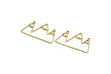 Brass Mountain Charm, 24 Raw Brass Mountain Shaped Charms With 2 Loops, Necklace Charms (21x35x0.60mm) A6340