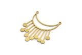 Brass Moon Charm, 6 Raw Brass Crescent Moon Charms With 2 Loops, Necklace Charms, Fringed Charms (39x32x0.80mm) A6338