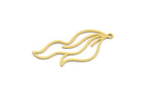 Brass Leaf Charm, 8 Raw Brass Leaf Charms With 1 Loop, Charm Pendants (36x16x0.60mm) A6361