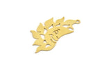 Brass Sun Charm, 8 Raw Brass Sun Charms With 1 Loop, Findings (33x17.5x0.60mm) A6309