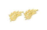 Brass Sun Charm, 8 Raw Brass Sun Charms With 1 Loop, Findings (33x17.5x0.60mm) A6309