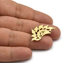 Brass Sun Charm, 8 Raw Brass Sun Charms With 1 Loop, Findings (33x17.5x0.60mm) A6309