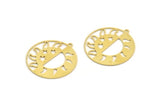 Brass Sun Charm, 6 Raw Brass Round Shaped Charms With 1 Loop, Star Charms, Pendants, Findings (30.5x28x0.60mm) A6314