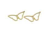 Brass Butterfly Charm, 24 Raw Brass Butterfly Charms With 1 Loop, Earring Findings (37x19x0.80mm) A6337