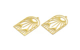 Brass Sun Charm, 2 Raw Brass Sun Shaped Charms With 1 Loop, Charm Pendants, Findings (38x24x0.60mm) A6310
