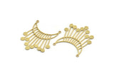 Brass Moon Charm, 6 Raw Brass Crescent Moon Charms With 2 Loops, Necklace Charms, Fringed Charms (39x32x0.80mm) A6339