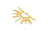 Brass Sun Charm, 8 Raw Brass Crescent Moon And Sun Charms With 1 Loop, Findings (23,5x35x0.60mm) A6313
