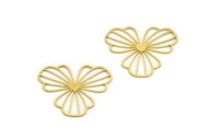 Brass Flower Charm, 12 Raw Brass Flower Charms, Charm Pendants (30x28x0.60mm) A6265