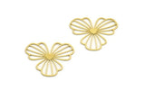 Brass Flower Charm, 12 Raw Brass Flower Charms, Charm Pendants (30x28x0.60mm) A6265