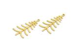 Brass Leaf Charm, 12 Raw Brass Branch Charms With 1 Loop, Charm Pendants (34x17x0.60mm) A6303