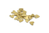 Pirinç Kalp Tılsımı, 1 Delikli 50 Çekiçlenmiş Ham Pirinç Kalp Tılsımı (8x1mm) M03398