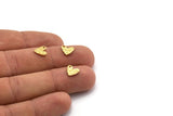 Pirinç Kalp Tılsımı, 1 Delikli 50 Çekiçlenmiş Ham Pirinç Kalp Tılsımı (8x1mm) M03398