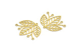 Brass Leaf Charm, 8 Raw Brass Leaf Charms With 1 Loop, Charm Pendants (33x29.5x0.60mm) A6312