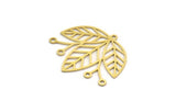 Brass Leaf Charm, 8 Raw Brass Leaf Charms With 1 Loop, Charm Pendants (33x29.5x0.60mm) A6312