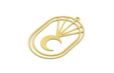 Brass Moon Charm, 4 Raw Brass Crescent Moon Charms With 1 Loop (38x24x0.60mm) A6319