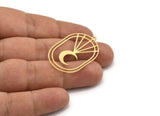 Brass Moon Charm, 4 Raw Brass Crescent Moon Charms With 1 Loop (38x24x0.60mm) A6319