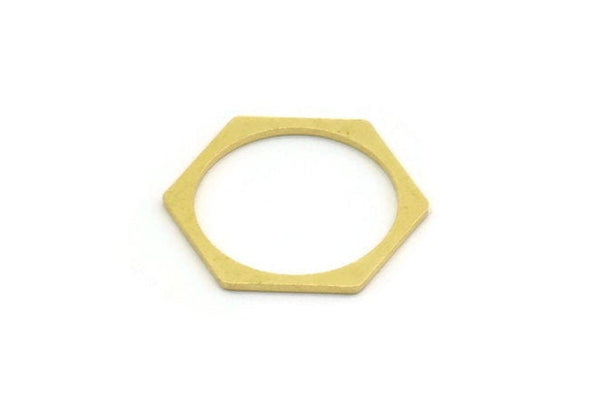 Pirinç Altıgen Charm, 12 Ham Pirinç Altıgen Şekilli Halka, Bağlantı Parçaları (23x21x1mm) A6151