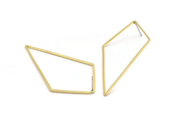 Brass Diamond Earring, 8 Raw Brass Diamond Stud Earrings (60x34x1mm) D1284 A6150