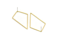 Brass Diamond Earring, 8 Raw Brass Diamond Stud Earrings (60x34x1mm) D1284 A6150