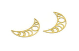 Brass Crescent Charm, 24 Raw Brass Moon Phases And Crescent Moon Patterned Charms, Findings (28x9x0.60mm) A6162