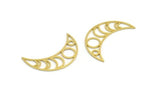Brass Crescent Charm, 24 Raw Brass Moon Phases And Crescent Moon Patterned Charms, Findings (28x9x0.60mm) A6162