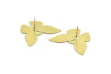Brass Butterfly Earring, 4 Textured Raw Brass Butterfly Shaped Stud Earrings (34x26x0.80mm) A0317 A6183
