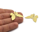 Brass Butterfly Earring, 4 Textured Raw Brass Butterfly Shaped Stud Earrings (34x26x0.80mm) A0317 A6183