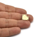 Pirinç Kare Charm, 5 Delikli 12 Ham Pirinç Kare Charm, Bağlantı Elemanları (14,5x13x0,60 mm) A6304