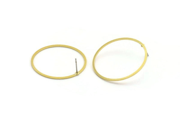 Brass Circle Earring, 8 Raw Brass Circle Stud Earrings (32x0.80mm) A5678 A6171