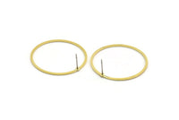 Brass Circle Earring, 8 Raw Brass Circle Stud Earrings (32x0.80mm) A5678 A6171