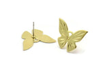 Brass Butterfly Earring, 4 Raw Brass Butterfly Shaped Stud Earrings (23x17x0.80mm) A0246 A6185