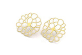 Brass Flower Earring, 6 Raw Brass Flower Shaped Stud Earrings (38x35x0.60mm) A3091 A6174